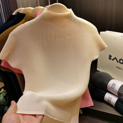 Classic Stretch Fabric Comfortable Breathable Small Stand Collar Corn T-shirt Short Sleeve Women's Clothing Women's t Dress