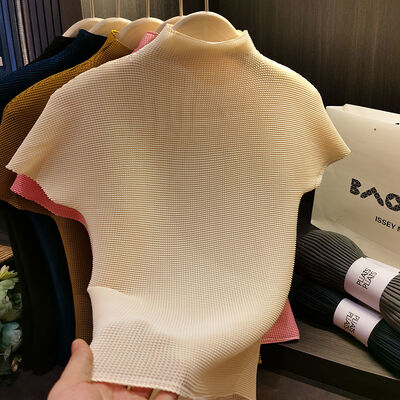 Classic Stretch Fabric Comfortable Breathable Small Stand Collar Corn T-shirt Short Sleeve Women's Clothing Women's t Dress