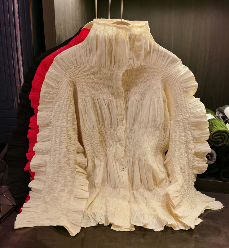 Autumn Casual Stand Collar Women's Long Sleeve Top Plus Size Single-Breasted  Cardigan Breathable Loose Solid