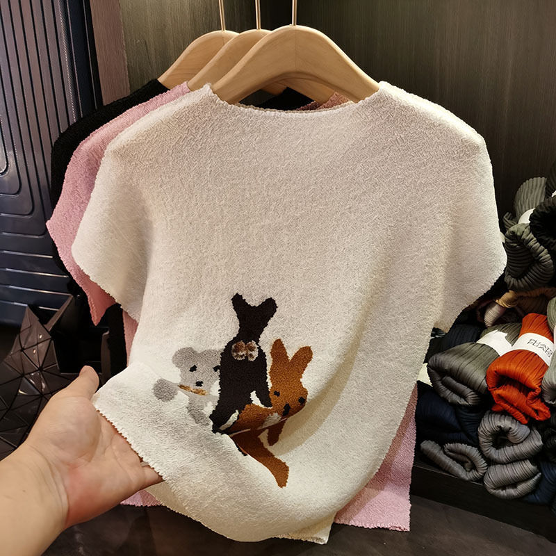 Women's Loose Fit Summer T-Shirt Casual Jersey Anti-Pilling with Digital Printed Cartoon Fashion Design