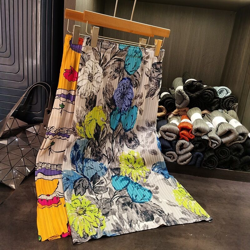 Women's Elegant A-Line Half Skirt Summer Vacation Style Fashion Print Slimming Elastic Waist Versatile Casual Design