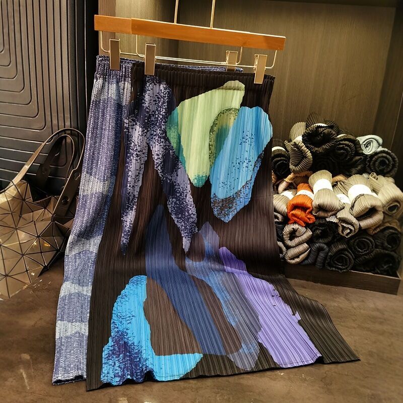 Women's High-End A-Line Mid-Length Skirt New Summer Fashion Print Breathable Slimming Chiffon Versatile Natural Casual