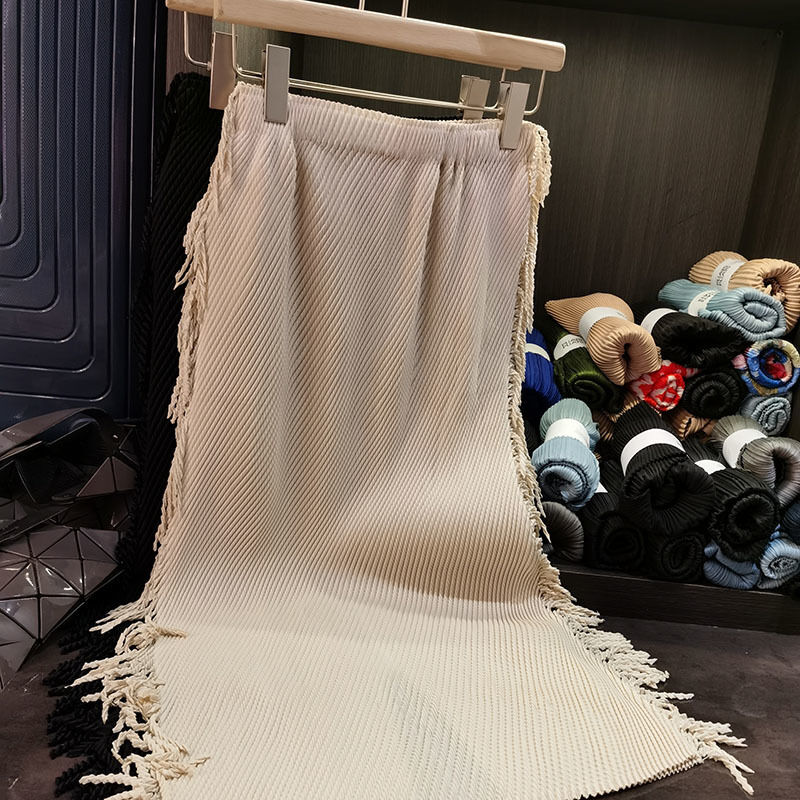 Design Style Tassel Dragon Scale Pleated Skirt Exudes a Slimming Temperament, A-line Skirt for Women