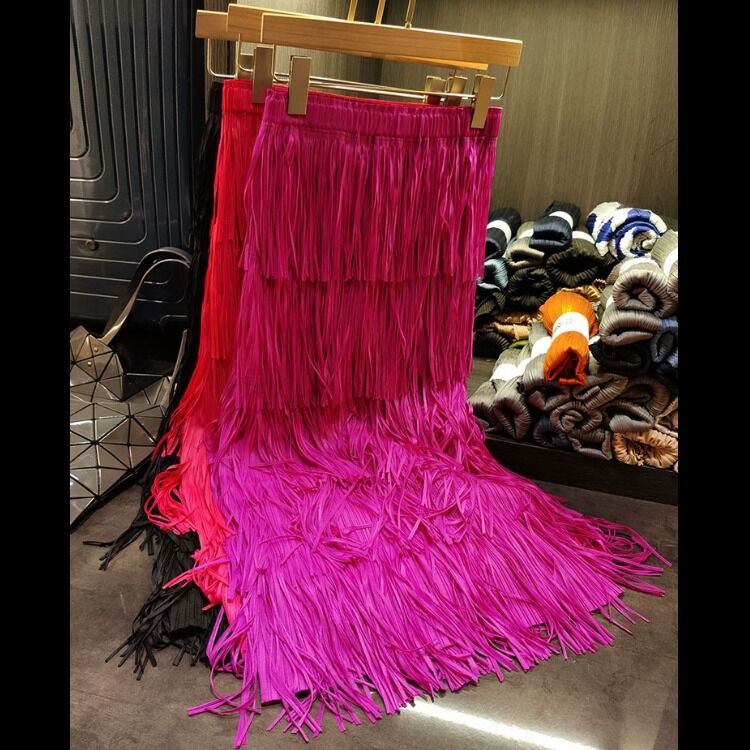 High-end Pleated Tassel Patchwork Skirt 2024 New Women's Summer New Fried Street All-match Women Dress