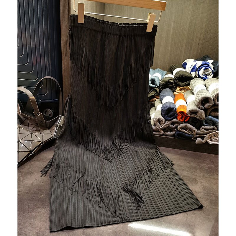 Solid Color Skirt Women 2024 Summer New Multi-layer Elastic Waist Gentle Skirt Casual Pleated Skirt