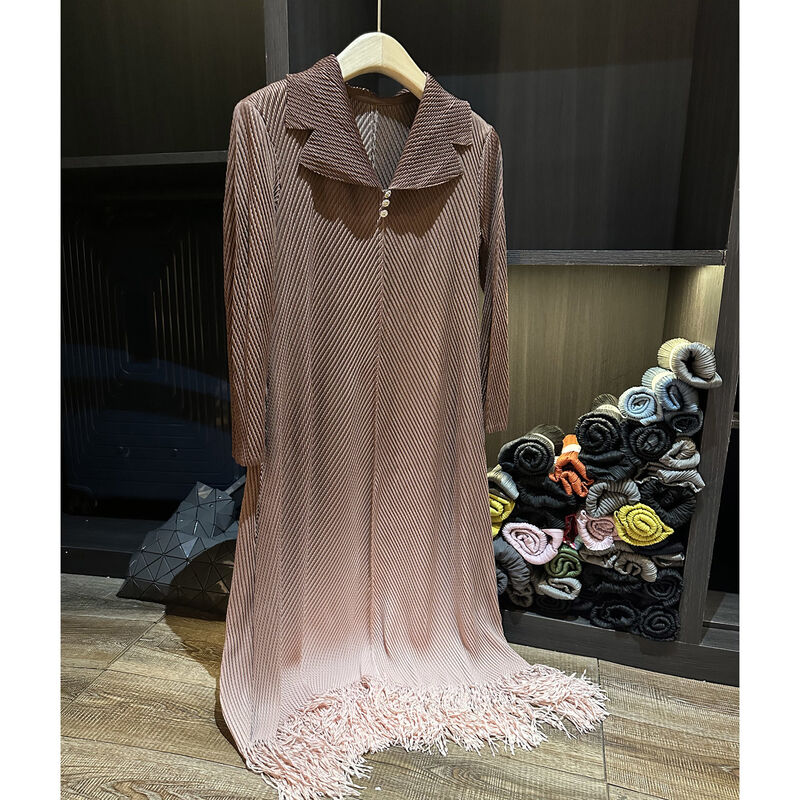 Autumn New Style High-End Dragon Scale Pleated Tassel Dress Plus Size Batwing Sleeve Elegant Floor-Length Casual Style Solid