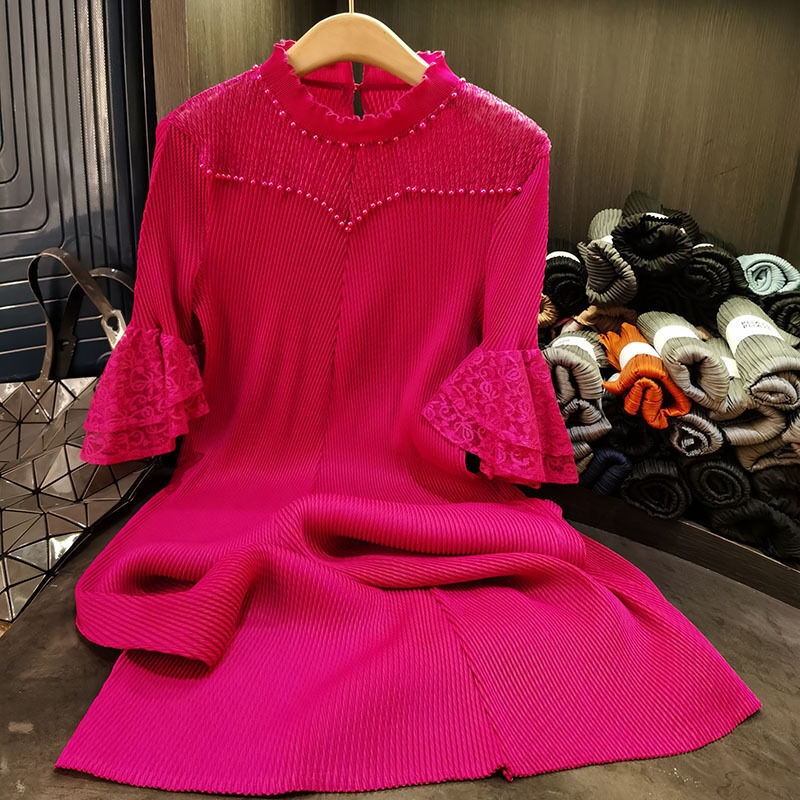 Spring New Elegant Mid-Length Chiffon Skirt Pure Color Loose Slimming Look Tempting Socialite Class Casual for Heavy