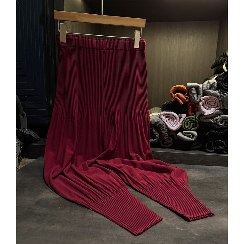 Autumn New Casual Pants High Quality Mid Elastic Waist Flat Solid Color Loose Versatile Pleated Commuter Jogger Nine-Point Women