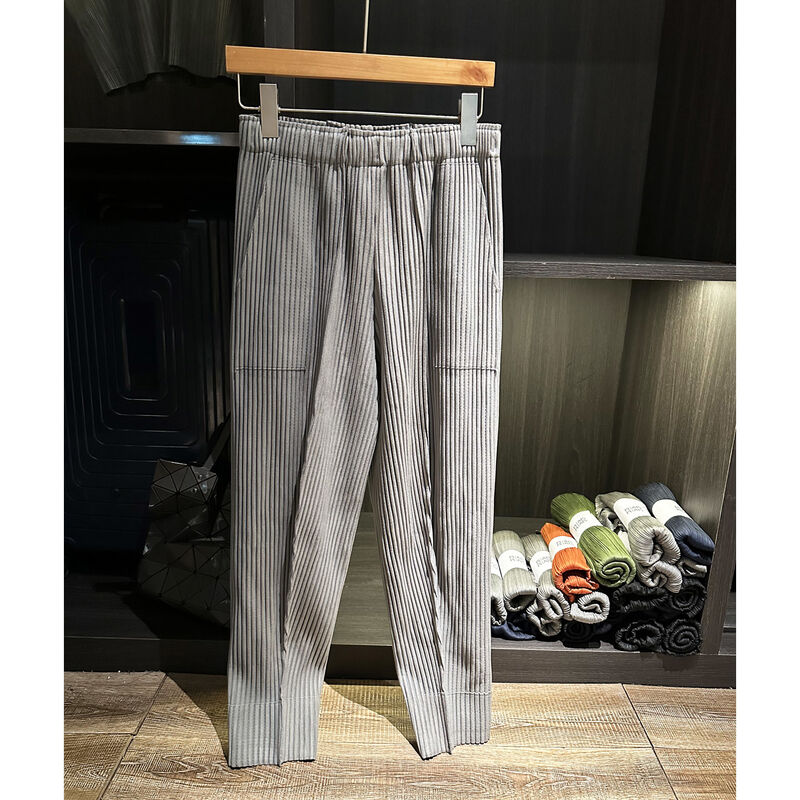 Autumn High Waist Elegant Casual Pants Commuter Nine-Point Slimming Elastic Waist High-End Solid Color Pleated Loose Fit Flat