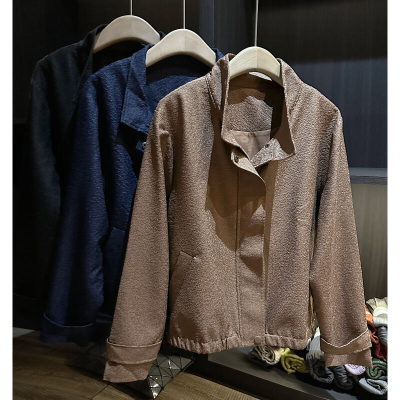 Temperament Short Jacket Jacket for Women 2025 Autumn New Korean Edition Fashion Solid Color Collar Loose  Coat