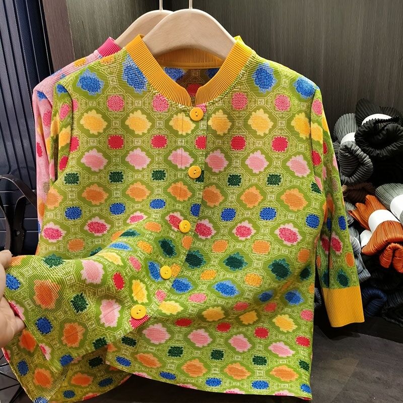 Women's  Single-Breasted Top Fashionable Print Age-Reducing Versatile Breathable for Spring Winter