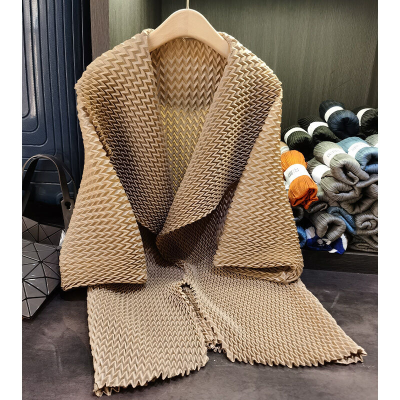 High End Pleated Large Lapel Mid Length Pleated Trench Coat Solid Color Loose Coat Temperament