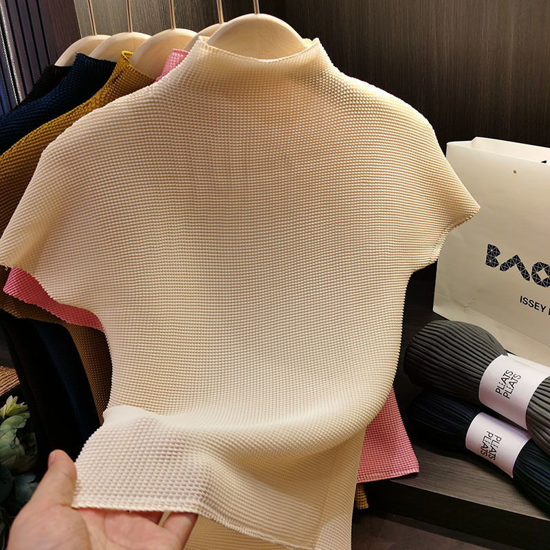 Classic Stretch Fabric Comfortable Breathable Small Stand Collar Corn T-shirt Short Sleeve Women's Clothing Women's t Dress